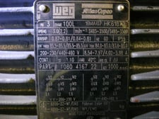 3 HP 3500 RPM Weg, Frame 100L, TEFC, 200-230/440-460 Volts