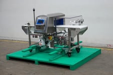 Loma #IQ4, automatic, inline, Stainless Steel metal detector, with 19-1/2" wide x 72" long Intralox product