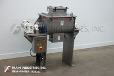 10 cu.ft. Abbe #RB-10, double ribbon mixer, 5 HP, 304 Stainless Steel contact parts, with top mounted product