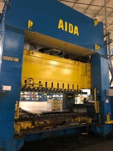 500 Ton, Aida #NST-500, straight side double crank press, 12" stroke, 40" Shut Height, 4" adj., 20-50 VSPM