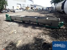 20" diameter x 16.9' long, Spaans screw conveyor, Stainless Steel, 261" OA length, 5 HP, 20" x 20" bottom