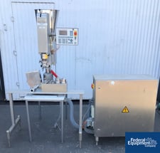 Bausch & Stroebel #SP100, Single Head Powder Filler, 16-150mm diameter x 32-230mm high vial size range, bench