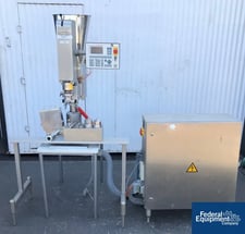 Bausch & Stroebel #SP100, Single Head Powder Filler, 16-150mm diameter x 32-230mm high vial size range, bench