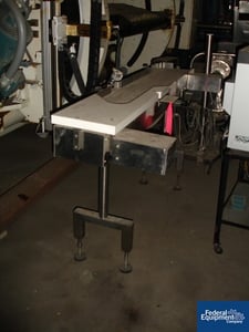 9" x 72" Biflow slat conveyor, (2) 4.5" wide belts, Stainless Steel side rails, (2) 1/8 HP DC motors, #31018
