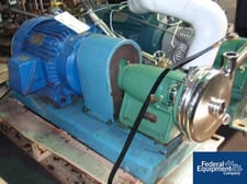 Tri-Clover #SP218M-2475-59, centrifugal pump, Stainless Steel, 2" x 1.5" on base, 25 HP, 460 V., serial