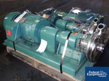 Tri-Clover #SP218MY-S, centrifugal pump, Stainless Steel, 2" x 1.5" on base, 20 HP, 230/460 V., serial