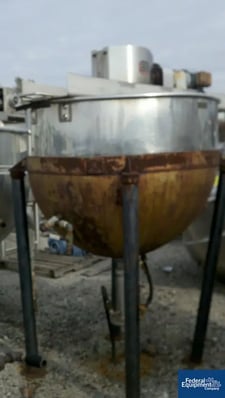 250 gallon Lee, Stainless Steel twin motion kettle, 52" diameter x 40" deep, open top, hemispherical bottom