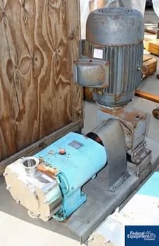 G & H #722P, rotary lobe pump, Stainless Steel, 2.5" inlet/outlet, on base w/15 HP explosion proof motor