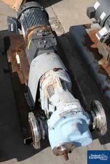 60 GPM, Waukesha #55, rotary lobe pump, Stainless Steel, 2.5" inlet/outlet, on base w/5 HP motor, #35692