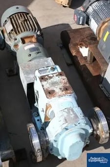 APG rotary lobe pump, Apg Steel, 3" inlet/outlet, on base w/10 HP motor, #35693