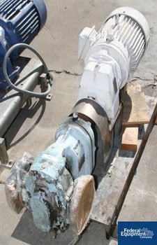 100 GPM, Waukesha #125T, rotary lobe pump, Stainless Steel, 3" inlet/outlet, on base w/10 HP motor, #35699