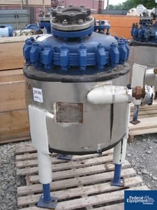 30 gallon Pfaudler, glass lined receiver, 20" dia.x 20" str.side, removable dish top, dish bottom, 45/40 psi