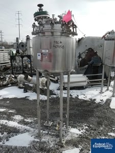 46 gallon Precision Stainless reactor, 316L Stainless Steel, bolt on dish top, dish bottom, 45 psi @ 300°F