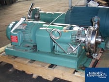 Tri-Clover #SP216MY-S, centrifugal pump, Stainless Steel, 2" x 1.5" on base w/5 HP 230/460V., 60 Hz motor
