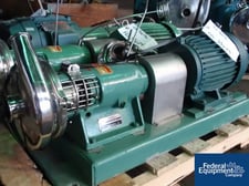 Tri-Clover #SP216MY-S, centrifugal pump, Stainless Steel, 2" x 1.5" on base w/5 HP 230/460 V. 60 Hz motor