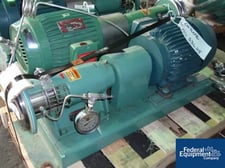 Tri-Clover #SP216MY-S, centrifugal pump, Stainless Steel, 2" x 1.5" on base w/5 HP 230/460 V. 60 Hz motor