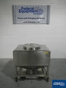 19 cu.ft., Tote Systems, Stainless Steel bin, 35" x42" x18" straight side x 14" cone bottom, 22" top port, 8"
