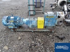 310 GPM, Waukesha #200, Stainless Steel rotary lobe pump, 4" in/outlet, on base, 20 HP, 230/460 V., #44850