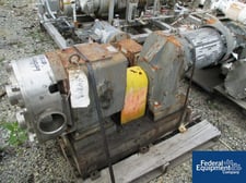 300 GPM, Waukesha #200, Stainless Steel Rotary Lobe Pump, 4" in/outlet, on base, 1 HP, 230/460 V.