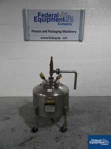 40 gallon Stainless Metals, Stainless Steel receiver, 30" dia.x 12" str.side, dish top/bottom, 10 psi & FV @