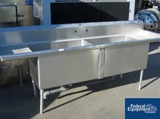 Washing Table, Stainless Steel, 106" x 30", dual 36" x 24" x 18" D sinks on base, #47483