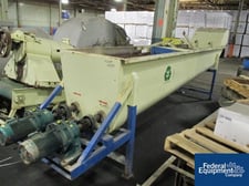 15" diameter x 14' long, Carbon Steel dewatering screw conveyor, 15" dia.screws, twin 3HP motors, sluice