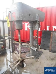 15 HP Myers, bow tie slow speed mixer, Stainless Steel shaft & blade, air over oil hyd.lift w/air tank