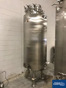 290 gallon Precision Reactor, 316L Stainless Steel, 40/90 psi, 32" diameter x 75" straight side, dish top and