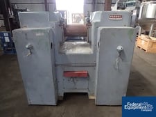 8" x 16" Farrel, 2-roll mill, cabinet style, end guides, micrometer roll adjustments, #2930-29