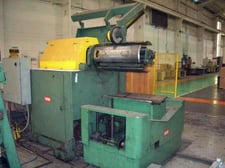 Image for 30" x .09" Rowe, cut to length line, 20000 lb., R to L, coil car, uncoiler, peeler table, straightener, loopong table, roll feeder, shear, stacker, belt conveyor, 1994