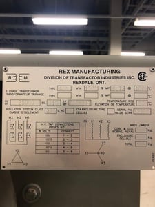 1500 KVA 25000 Delta Primary, 600Y/347 Secondary, Rex, dry type, core & coils only