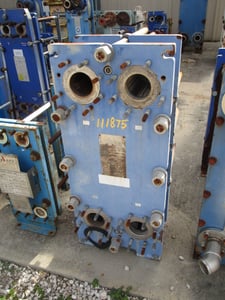 97 sq.ft., Alfa-Laval #M10-MFG, heat exchanger, 150 psi, unused, 2008