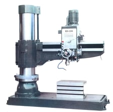4' -11" Sharp #RD-1230, radial arm drill, box table, coolant system, worklight