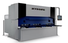 1/4" x 10.2' Wysong #MVD-B0810, hydraulic, PC-800 Control, 14 holddown, manual blade gap adj.