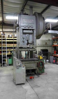 150 Ton, Minster, 6" stroke, 6" Shut Height, 4" bolster, air clutch, cushions, under power