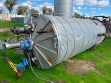 2000 gallon Stainless Steel tank, 5' dia. x 14' straight side, cone top, flat bottom