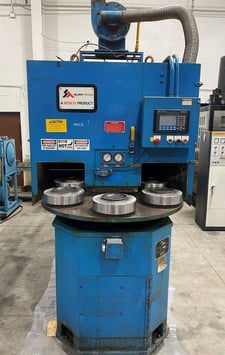 Surftran #C-250, deburring machine, 6 pos. index table, 8" diameter chamber, 7" height, AB PLC, G-Tec Gas