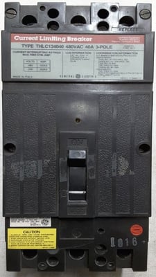 100 Amps, General Electric, THLC134100 U, 3P, 200 kA @ 480 Volts circuit breaker