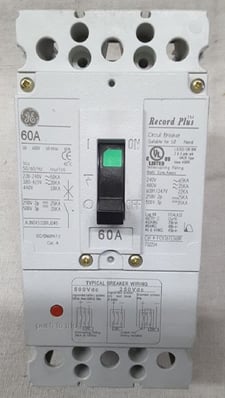 60 Amps, General Electric, FCV36TE060R2, 3P 600Y/347 Volts bolt-on type FCV circuit breaker