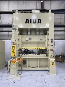 200 Ton, Aida #PDA-20M, straight side double crank press, 5.9" stroke, 23.7" Shut Height, air clutch & brake