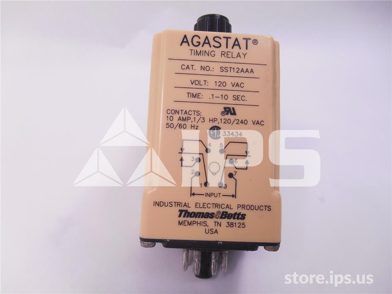 Relevador de temporización Agastat 120 V CA, .1-10 segundos, retardo a la conexión