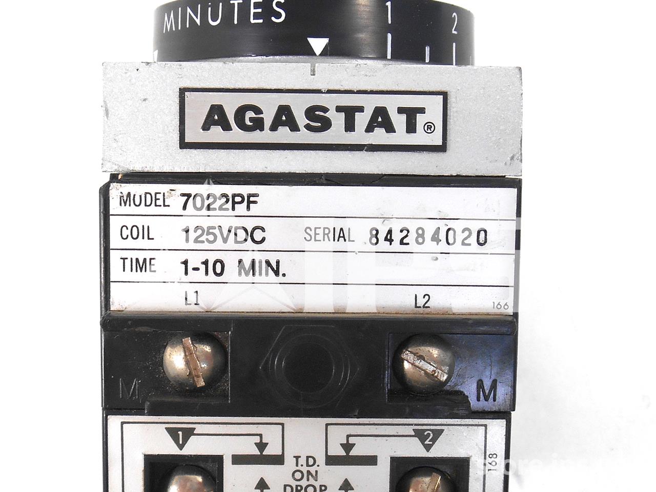 Relevador de temporización Agastat de 125 VCD, 1-10 minutos, retardo a la desconexión