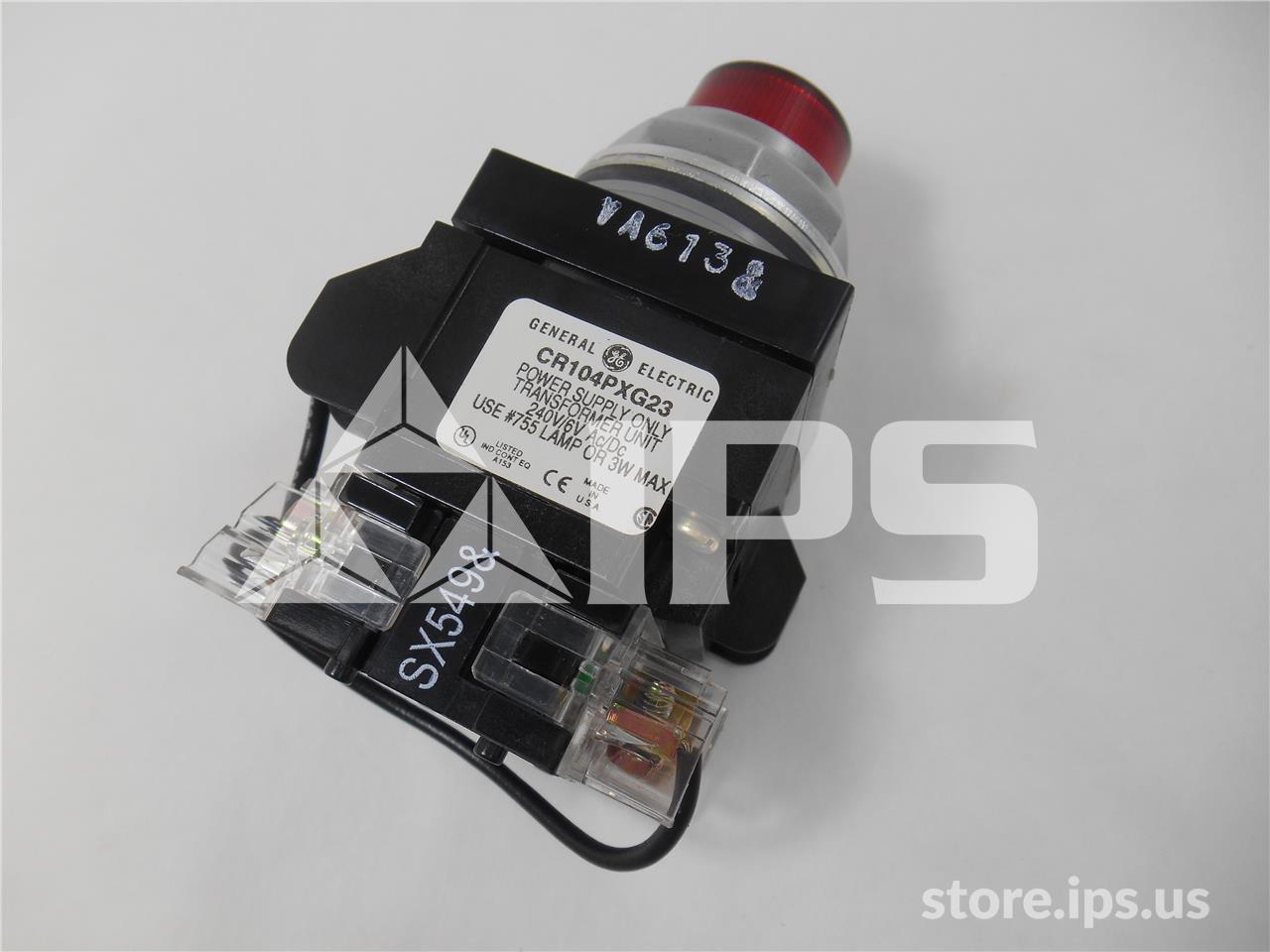 GE Cr104p Push To Test Indicator Light 240vac, Red Lens