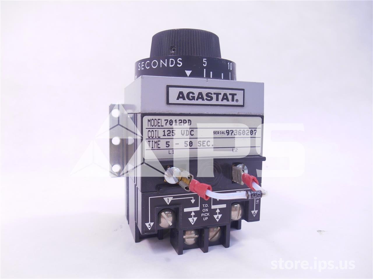 Relevador de temporización Agastat de 125 VCD, 5-50 segundos, retardo a la conexión