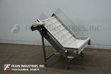 45" wide x 5.1' long, Stainless Steel inclined cleated conveyor, 2" high cleats, 67" discharge height, top