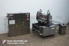 Image for Baker, 36" wide depositor, Stainless Steel contact parts, with 36" wide x 95" long neophreme product conveyor in line depositing section with (66) depositing heads and pistons