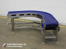 16" wide x 9.11' long, E-Quip, curved 90 Degrees , Stainless Steel, Intralox conveyor, 34"-40" infeed /