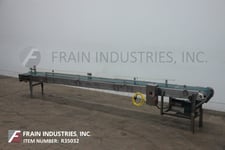 Image for 11" wide x 16.6' long, Stainless Steel, incline belt conveyor, rubber belt, 20"-25" infeed, 32" discharge height