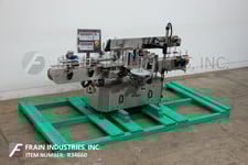 Tronics #3S3, Stainless Steel, front, back and wrap pressure sensitive labeler, mounted on Stainless Steel