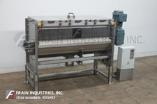 Morcos #RM200, double ribbon mixer, 65 cu.ft., 304 Stainless Steel contact parts, 20 HP, mounted on Stainless